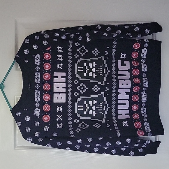 Star Wars Darth Vader Christmas Sweater Navy Blue Holiday Bag Humbug Small - Picture 6 of 12